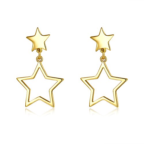 14K Gold Stern Ohrringe fÃ¼r Damen und MÃ¤dchen GlÃ¼cks Stern Ohrringe Ohrstecker Tropfen Ohrringe Fashion Schmuck