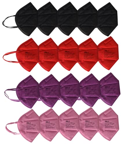 ESLH Colour Mix 20x bunt CE Zertifiziert je 5x schwarz rot rosa lila Bunte farbig gemischt einzelverpackt