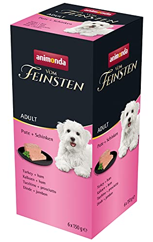animonda Vom Feinsten Adult Hundefutter Nassfutter für ausgewachsene Hunde Pute Schinken 6 x 150 g