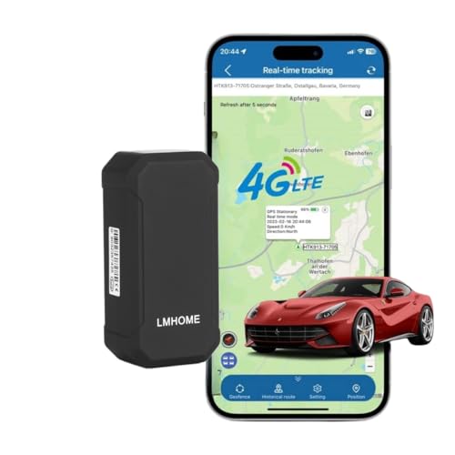 GPS Tracker Ohne ABO GPS Tracker Auto 90 Tage Standby Zeit 5 Sekunden zur Aktualisierung der Position Starke Magnetische und Wasserdicht mit Kostenloser App 5000 mAh