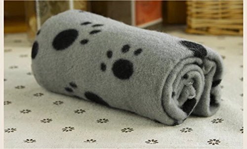 ricisung 1 x weich kuschelig warm Fleece Paw Print Pet Decke Hund Welpe Tier Katze Bett 70 60cm Gray
