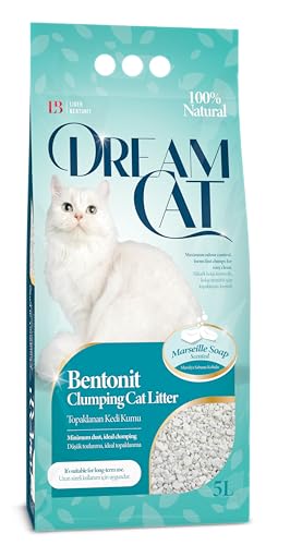 Dream Cat Katzenstreu mit Marseille Seifenduft- Feine Klumpstreu aus Bentonit 5L 1er-Pack