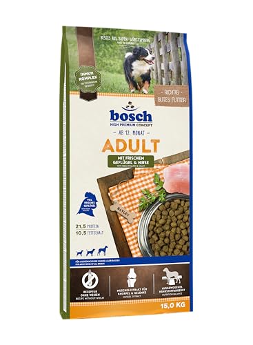 bosch HPC Adult mit frischem Geflügel Hirse Hundetrockenfutter für ausgewachsene Hunde aller Rassen 1 x 15 kg