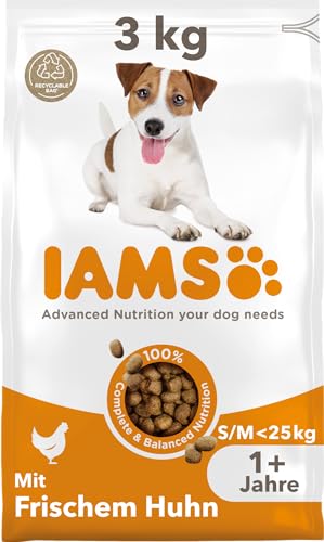 IAMS Hundefutter trocken mit Huhn - Trockenfutter für erwachsene Hunde ab 1 Jahr geeignet für kleine mittelgroße Hunde 3 kg