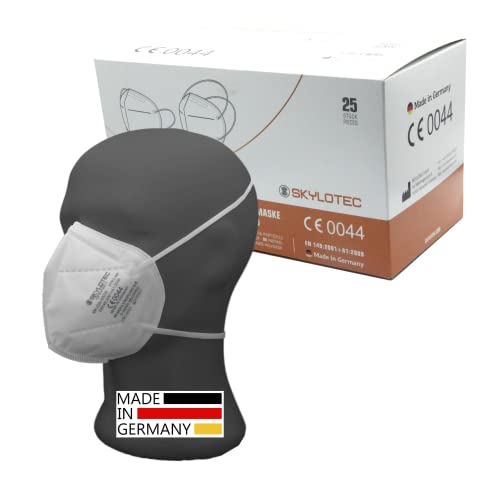 SimpleBreath 25 x Kopfband FFP2 Masken SKYLOTEC Einzelverpackung Made in Germany 5 Jahre haltbar Atemschutzmaske 5-Lagen Staubschutzmasken einzeln verpackt