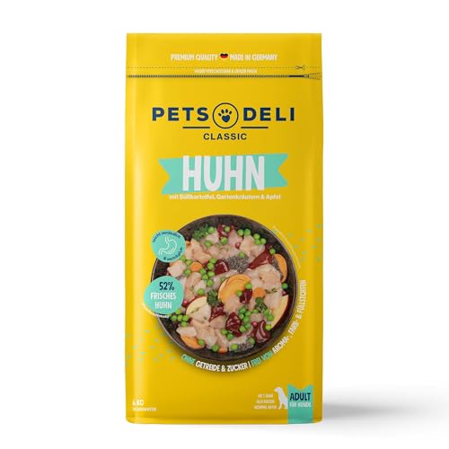 Pets Deli Trockenfutter für Hunde Huhn mit Süßkartoffel Gartenkräutern und Apfel - ohne Zucker und Gluten 2kg