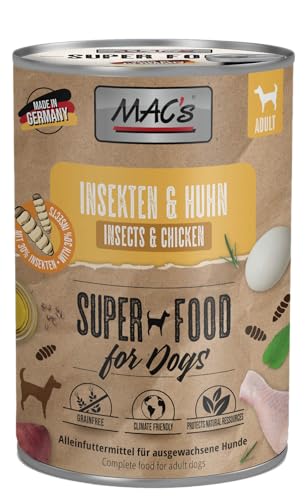 Mac s Dog Hundefutter Insekt mit Rind oder mit Huhn auch als 6er Mix bei Futtermittelunverträglichkeiten geeignet getreidefreies Nassfutter für Hunde 6X 400g Insekten Huhn