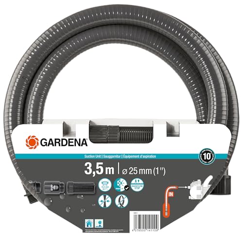 Gardena Sauggarnitur 3 5 m Robuster Saugschlauch zum Anschluss an die Gartenpumpe mit Saugfilter und Rückflussstop Durchmesser 25 mm 1411-20