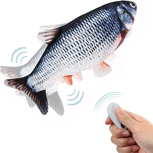  Fisch Elektrisch   Interaktives Simulation Waschbares Plüsch Fischspielzeug Aufladbarer Wackelspielzeugfisch USB Kabel Katze und Haustiere zum Spielen Treten