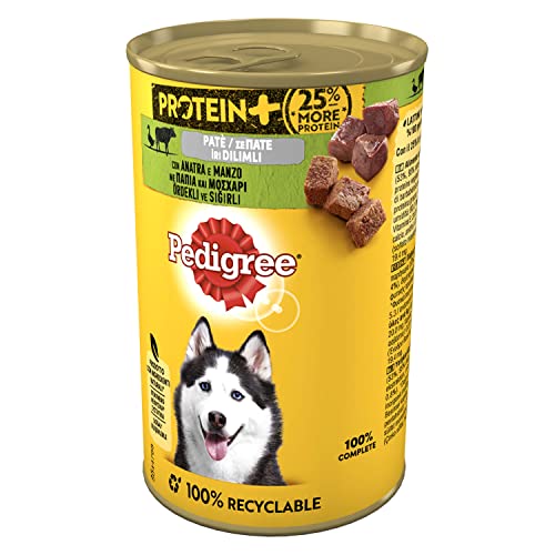 Pedigree Protein Pastete mit Ente und Rind Nassfutter für Hunde 12 Dosen 400 g