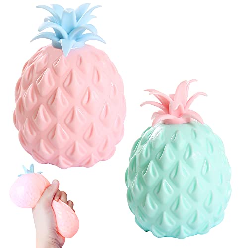 ZoneYan 2Pcs Pineapple Squeeze Pineapple Stress Toy Pineapple Toy for Kids Pineapple Ball Pineapple Squishy Toy Squishy Squeeze Ball Anti Stress Squeeze Relieve Anxiety Random Colour