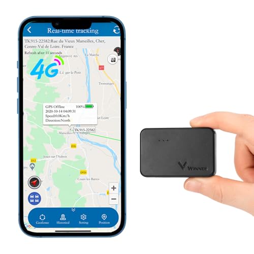 Winnes Mini GPS Tracker 4G mit SIM-Karte APP Web-Echtzeitpositionierung GPS Tracker Kinder Unterstützt Mehrere Alarmmodi Geofencing Historische Routenanzeige Abonnement Erforderlich TK903