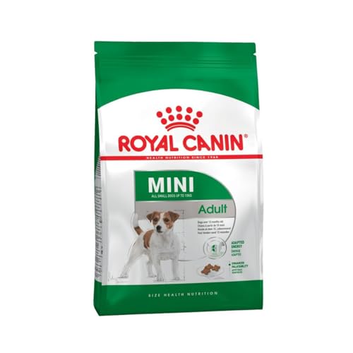 Royal Canin Mini Adult 4 kg Alleinfuttermittel für Hunde Kleiner Rassen Omega -3 Fettsäuren für Haut und Fell Abgestimmter Energiegehalt und angepasste Krokettengröße