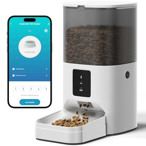 XKISS 6L Futterautomat Katze WiFi Intelligenter Katzenfutter automat Cat Mate Futterautomat für Katzen und Hund mit Maßgeschneidert Zeitplan APP-Steuerung 1-10 Mahlzeiten pro Tag mit Edelstahlnapf