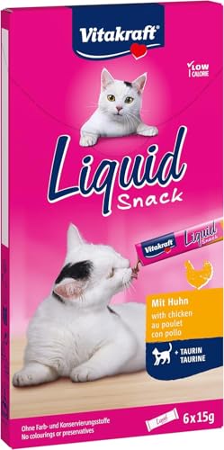 Vitakraft Liquid Snack Katzensnack flüssig Huhn Katzenleckerlies Taurin unterstützt die Augenfunktion unterstützt die Herzfunktion kalorienarm 1x 6 Stück