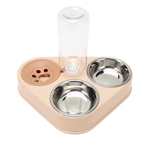 Dreifach-Katzennäpfe Rosa Automatischer Wassernachfüllauslauf Haustier-Tränkeflasche Futternapf-Set Einfache Reinigung für Haustierbedarf