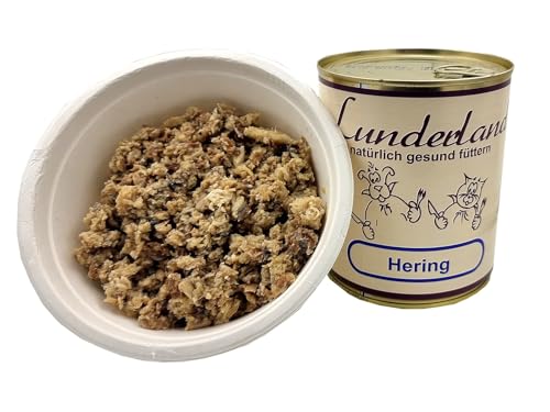 Lunderland Hering 2 x 800g Dosen insg. 1 6kg 100% Hering Filet mit Haut Hundefutter Nassfutter