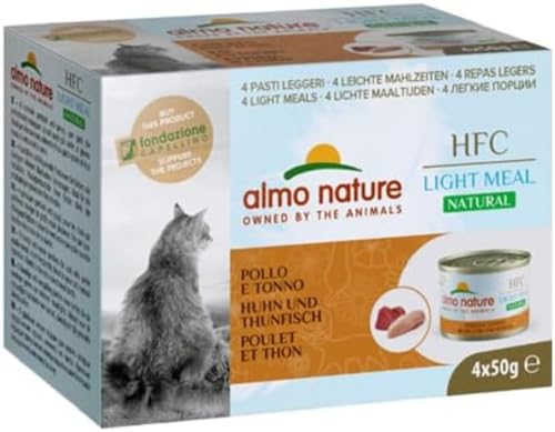 almo nature HFC Natural Light Meal - Huhn Thunfisch - Nassfutter für ausgewachsene Katzen - 4 Dosen 50g