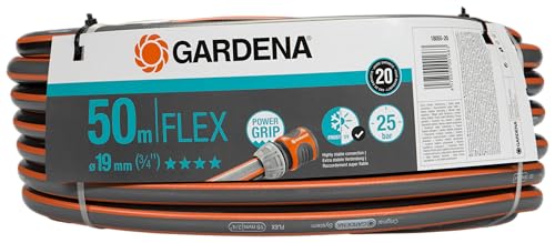 Gardena Comfort FLEX Schlauch 19 mm 3 4 Zoll 50 m Formstabiler flexibler Gartenschlauch mit Power-Grip-Profil aus hochwertigem Spiralgewebe 25 bar Berstdruck ohne Systemteile 18055-20