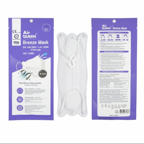 AIR QUEEN the Original 20x Nano Filter Mask the Original CE1008 Certified Individually packed Tested quality according to EN 149 2001 A1 2009 pack of 20pcs