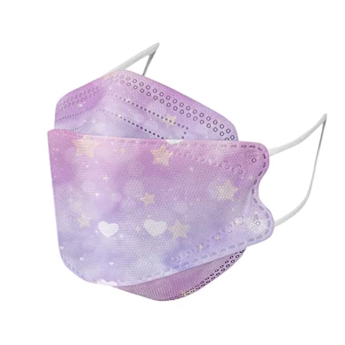 SDFRK 10 50 Stück Masken Kinder Einwegmasken Mundschutz Masken Mundschutz Stoff Planeten sterne Motiv MNS Mund und Nasenschutz Mund-Tuch Staubdicht Atmungsaktiv Gemütlich Bandana Schals Fisch Form