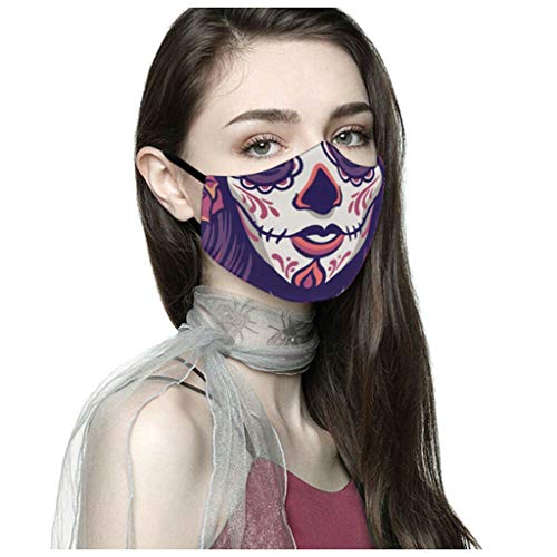 AmyGline Baumwolle Totenkopf Waschbar Wiederverwendbar Atmungsaktiv Anti Staubschutz Gesichtsschutz Halstuch für Halloween Karneval Cosplay
