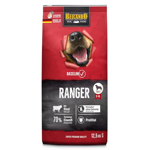 BELCANDO Baseline Ranger 12 5kg Getreidefreies Trockenfutter für Hunde Alleinfuttermittel für Erwachsene Hunde Geeignet für alle Rassen