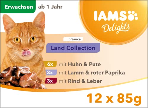  Delights Land Collection Nass   Multipack Fleisch Sorten Lamm Rind Huhn Pute Sauce ab 1 Jahr 12x 85g