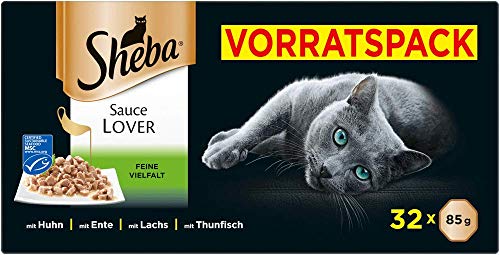 Sheba Lover Katzennahrung der Schale Feine Häppchen Variation mit für ausgewachsene Katzen 32x 85g