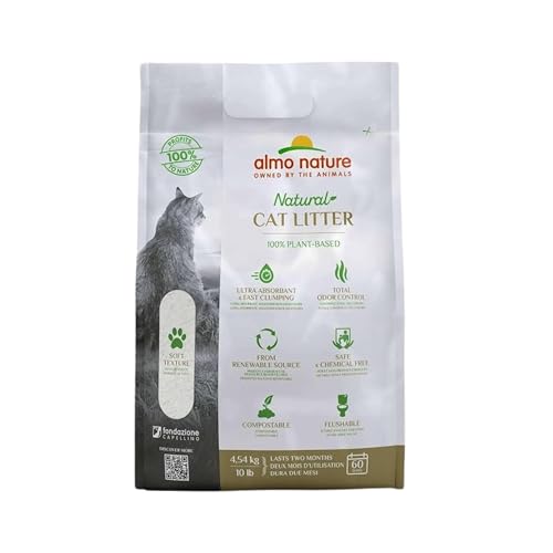 Almo Nature Natural Cat Litter Soft Texture - Klumpende Katzenstreu 100% pflanzlich biologisch abbaubar ergiebig und gegen Gerüche. Sack 4 54Kg