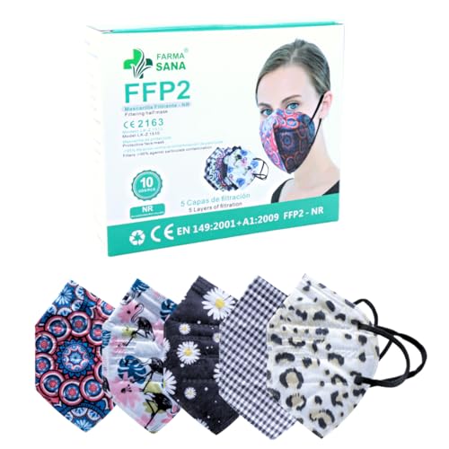 Englberger Mascarilla FFP2 Maske Muster Atemschutzmaske Staubschutzmaske Mundschutzmaske Bunt Casual 3-D Komfort Kollektion 10er Set 5 Designs Maske 5 Lagig Deutscher Händler