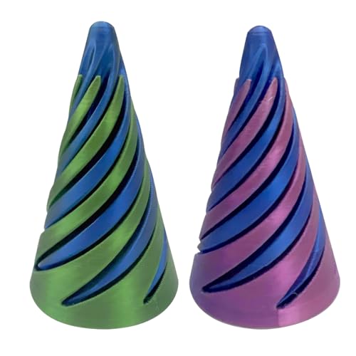 2 Stück Impossible Cone Spiral Cone Fidget Toy Impossible Pyramid Passthrough Sculpture Spiral Cone Gear Spinner Fidget Toy 3D Printed Spiral Cone Toy Desktop Deco Souvenir Gift