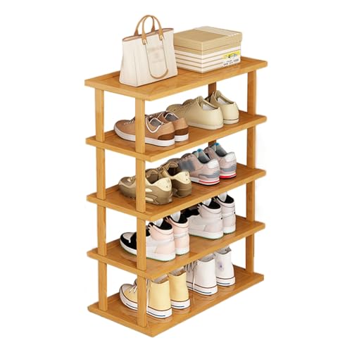 Schuhschrank aus Holz mit 9 Ebenen platzsparendes Schuhregal Schuh-Organizer vertikal freistehend Eckregal für Eingangsbereich Flur Holzfarbe Größe 25 x 23 x 153 cm