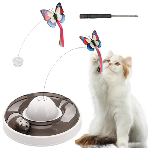 TNSLAND 3 in 1 Katzenspielzeug Elektrisch Interaktives Katzenspielzeug Selbstbeschäftigung Elektronisches Katzenspielzeug Schmetterling Cat Toys Katzen Spielzeug Katze Intelligenzspielzeug