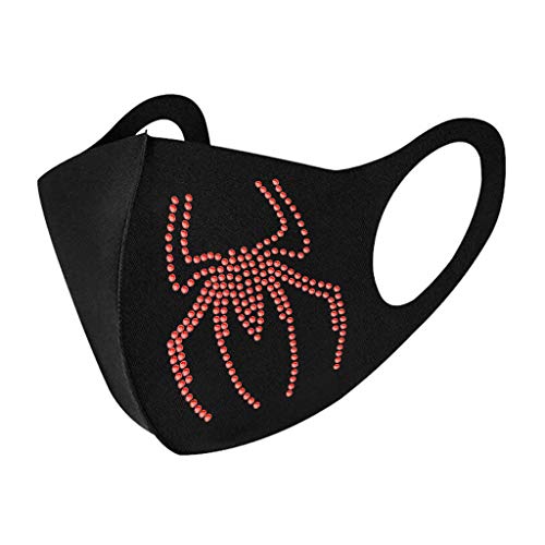 2x Halloween Spinne Kristalle Gesichtsmaske Abdeckung mit Strass waschbar wiederverwendbar atmungsaktiv Bandana Mode Schutzkleidung Kinder Erwachsene Kinder Gr. Small schwarz rot