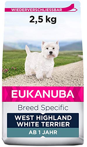 Eukanuba Breed Specific West Highland Terrier Trockenfutter - optimal auf die Rasse abgestimmtes Premium Hundefutter mit Huhn 2.5 kg