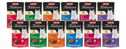 Animonda Vom Feinsten Adult 12 x 85g Mix Katzenfutter garantiert 6 Sorten Gourmet-Ragouts mit Filet ausgewogenes getreidefreies Nassfutter für ausgewachsene Katzen