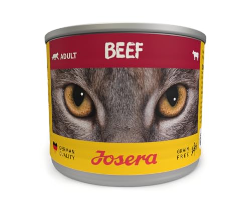 JOSERA Nassfutter Beef 6 x 200 g Adult Premium Katzenfutter nass für ausgewachsene Katzen Rind mit Lachsöl getreidefrei gegen Harnsteinbildung und Haarballen Alleinfutter 6er Pack