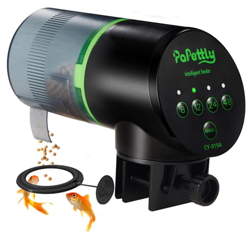 Papettly Futterautomat Aquarium Automatischer Fischfutterautomat für Aquarium mit Batteriebetrieben Fische Fischfutterspender 200ml 2 AAA-Batterien im Lieferumfang enthalten Fischfutterschwimmring