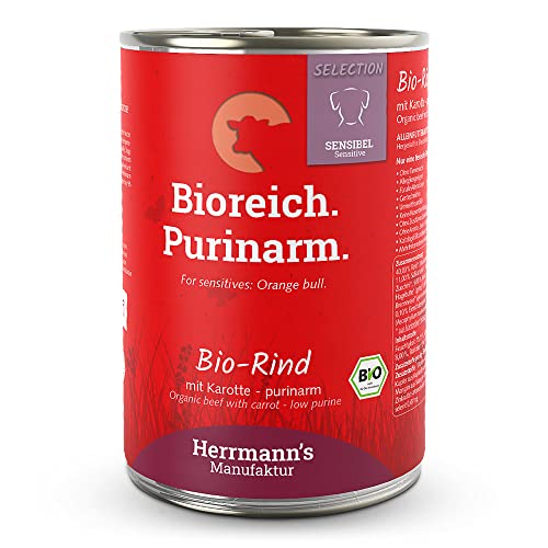 Herrmann s - Selection Sensibel Bio Rind mit Karotten - purinarm - 12 x 400g - Nassfutter - Hundefutter