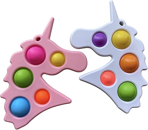 SHATCHI Pop It Geometrie Tier Blume Blase Fidget Spinner einfacher Dimple Stressabbau Spielzeug für Kinder und Erwachsene Autismus Großer Einhorn-Schlüsselanhänger