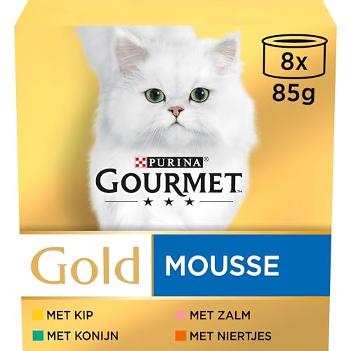 Gourmet Gold Mousse Katzenfutter Nassfutter mit Huhn Lachs Nieren und Kaninchen - 8x85g - 6er Box 48 Dosen 4 08kg