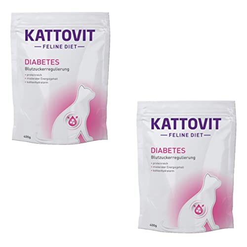Kattovit Feline Diet Diabetes Gewicht Doppelpack 2 x 400 g Trockenfutter für Katzen im Beutel Zur Verringerung der Kalorienaufnahme Zur Unterstützung der Muskeln