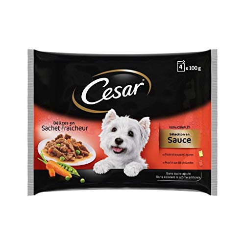 Cesar Hundefutter Nassfutter Feines im Frischebeutel Selektion in Sauce in Sauce 52 Packungen 13 x 4 x 100g