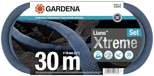 Gardena Liano Xtreme 1 2 Zoll 30m Set Extrem robuster Gartenschlauch aus Textilgewebe mit PVC-Innenschlauch leichtgewichtig wetterbeständig 18477-20