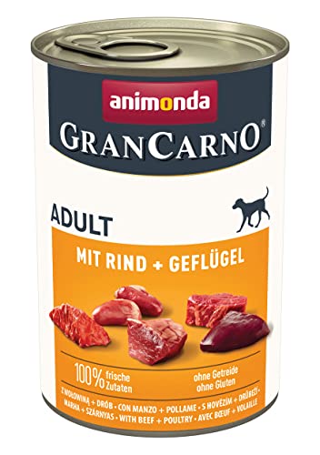 animonda GranCarno Adult Nassfutter für Hunde Hundenassfutter für Erwachsene Hunde mit Rind Geflügel 12 x 400 g