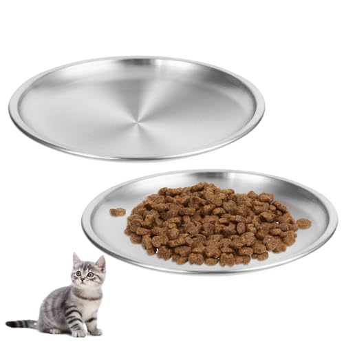 2 Stück Katzennapf Flach Edelstahl 14 cm Futternapf Katze für Katzen mit Breiten Schnurrhaaren Surefeed Futterschale Trinknapf Katze Napf Katze Fressnapf Katze Fallsicher Leicht zu Reinigen