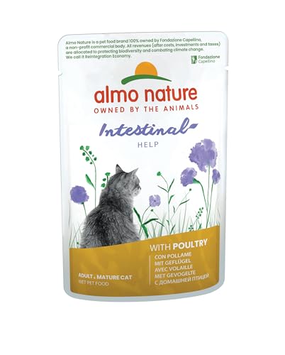Almo Nature Functional Intestinal Help Katzenfutter Nassfutter für ausgewachsene Katzen mit Geflügel. 30er Pack 30 x 70g