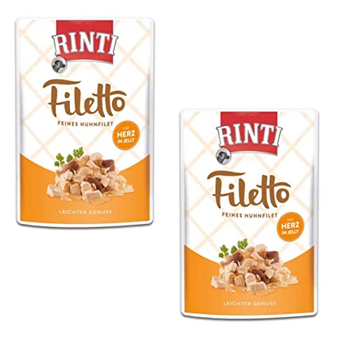 Rinti Hund - Filetto Huhn HÜHNERHERZ - Doppelpack - 2 x 24 x 100g