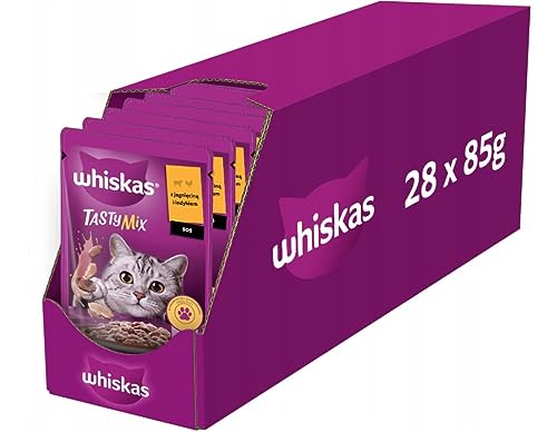 Whiskas Adult 1 Nassfutter für Katzen Duo Classic Combos in Gelee mit Rind und Geflügel 28 Beutel 85g